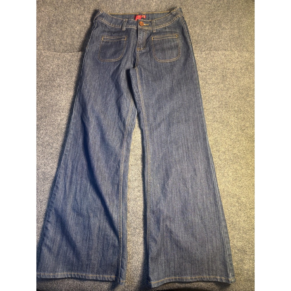 Twenty One Jeans Womens Size 30 Blue Denim‎ Stretch Wide Leg High Waist Mid Rise